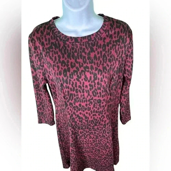 Beach Lunch Lounge Women's Medium Maroon Cheetah Print Dress - Picture 3 of 5